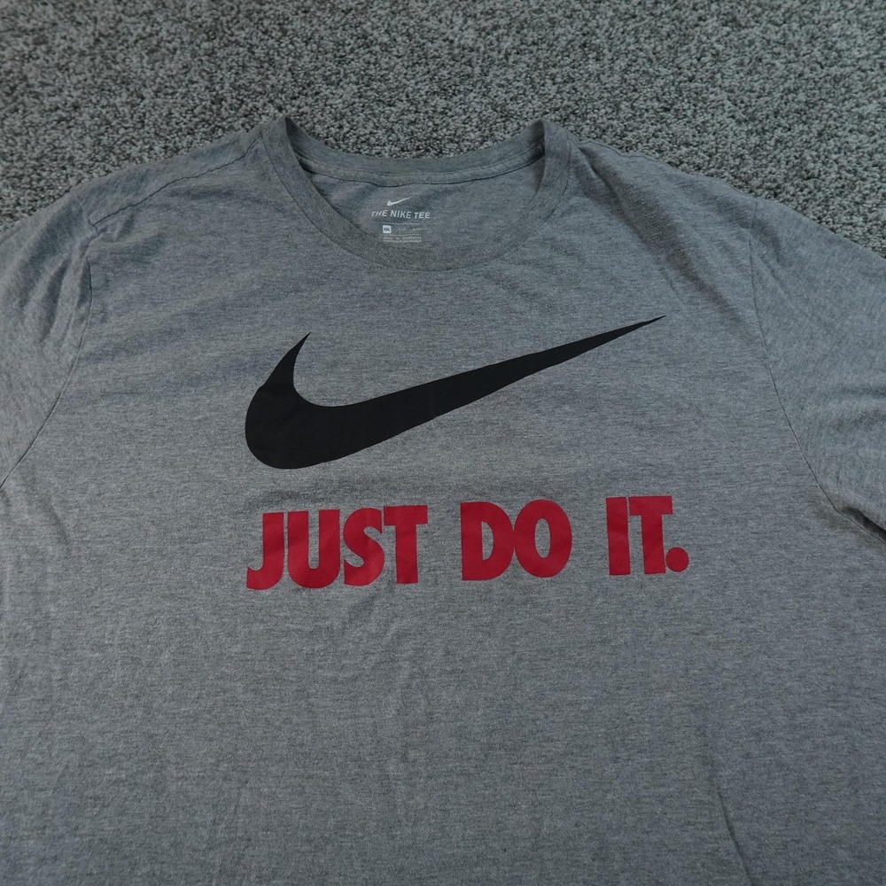 Nike Shirt Mens‎ 2XL Gray Just Do It Swoosh Graphic Tee T-Shirt Short Sleeve Top